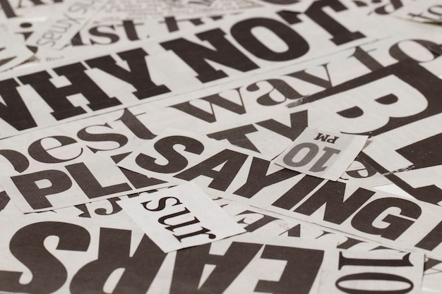 high angle newspaper pieces arrangement