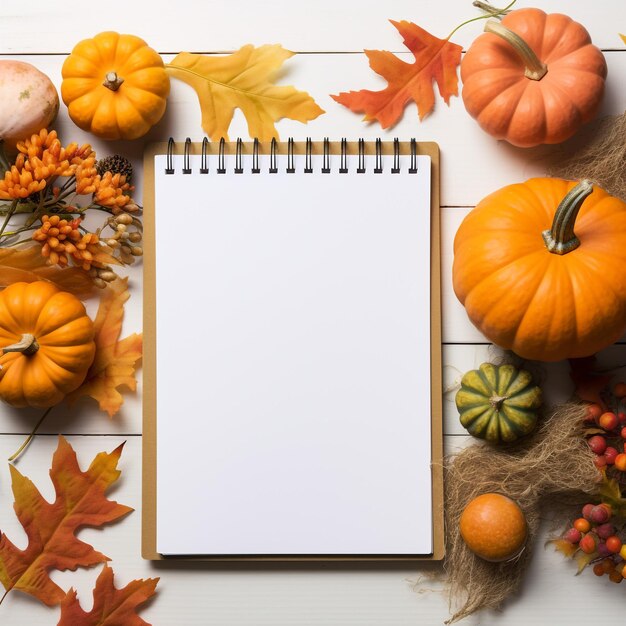 High angle notepad calendar paper halloween autumn orange copy space notebook festive holiday fall