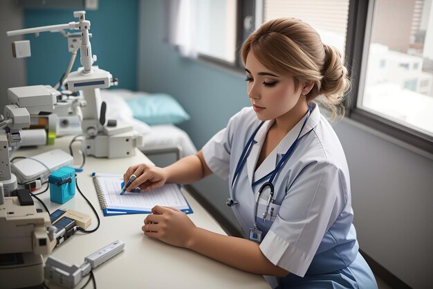 High angle nurse working