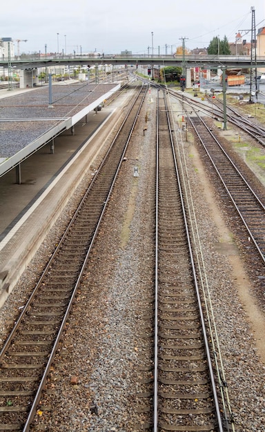 high angle railroad station scenery