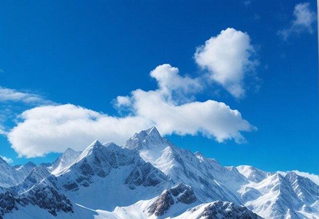 High angle shot of a beautiful mountain range covered with snow under the cloudy sky