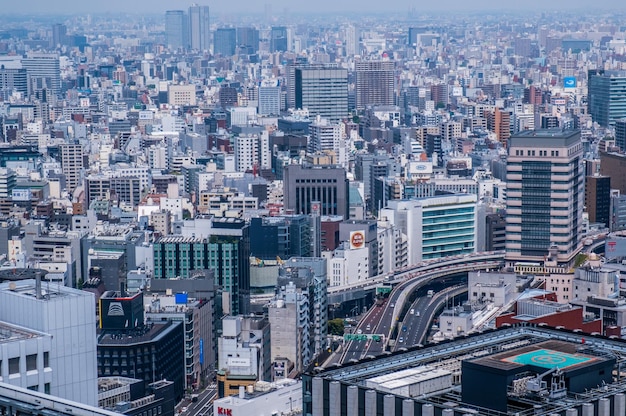 都市風景のハイアングルショット