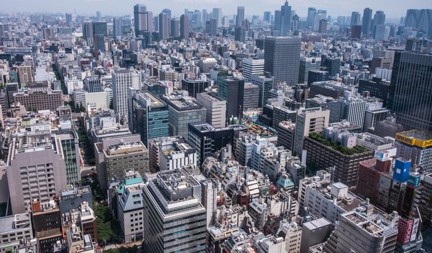 都市風景のハイアングルショット