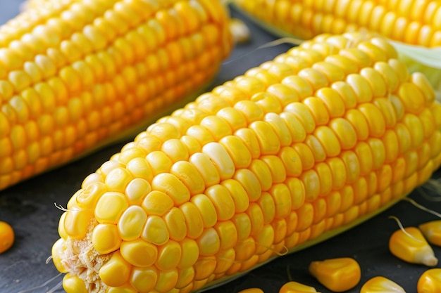 High angle shot of a corn cob cross section