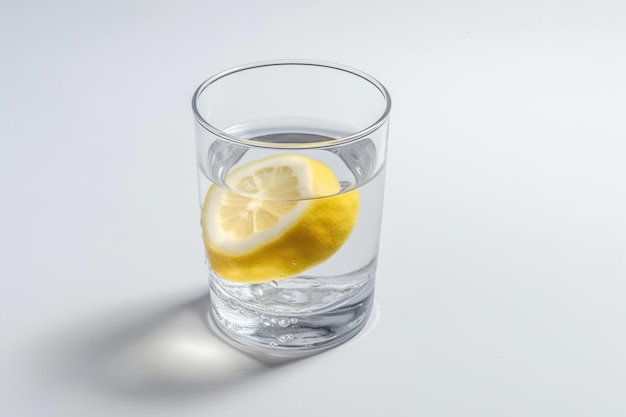 Снимок стакана, наполненного кристаллами лимона, под высоким углом