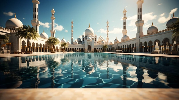 High angle shot of Jumeirah Mosque in dubai under the clean sky