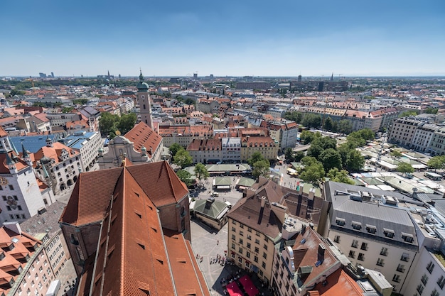 High angle shot of townscape against sky
