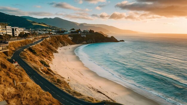 Photo high angle shot of the tunnel beach in dunedin new zealand