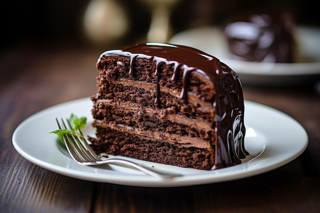 Photo high angle of sweet chocolate cake with copy space