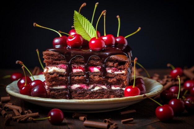 Foto angolo alto di torta di cioccolato dolce con spazio di copia