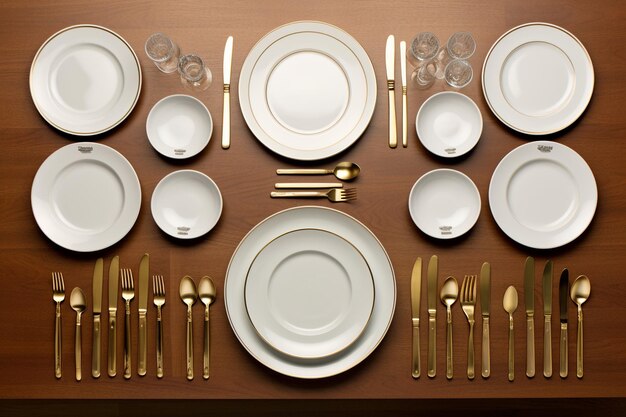 High angle table with cutlery and plates