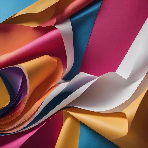 High angle of vibrant bent paper