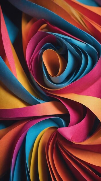 High angle vibrant twisted paper