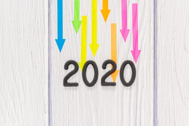 Photo high angle view of 2020 on table