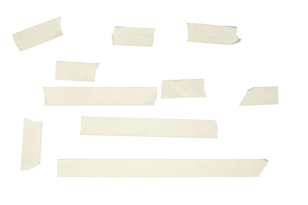 High angle view of adhesive tapes against white background