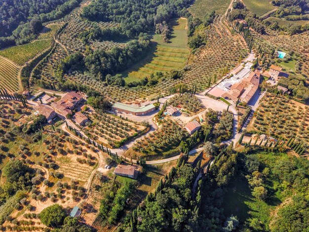 Foto vista ad alto angolo del campo agricolo