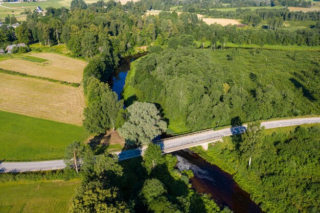 High angle view of agricultural landscape