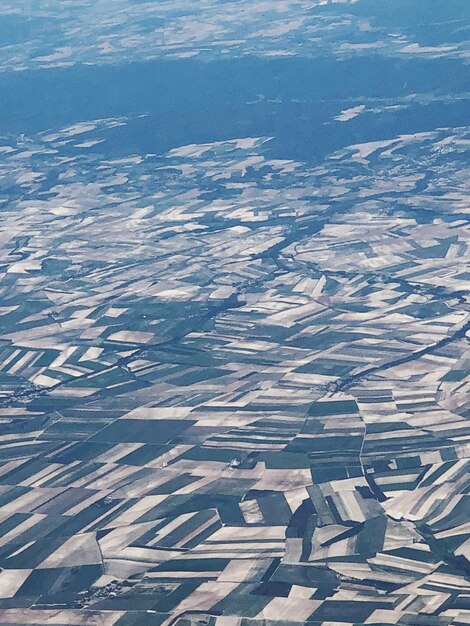 High angle view of agricultural landscape