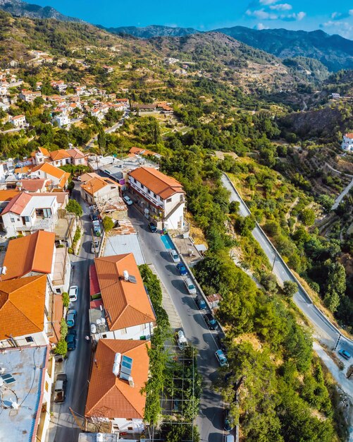 High angle view on agros village limassol district cyprus