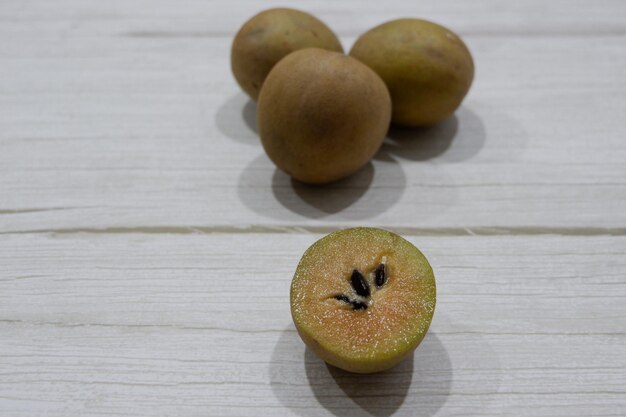 High angle view of apple on table