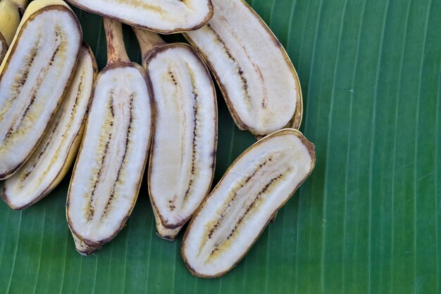 High angle view of bananas on table