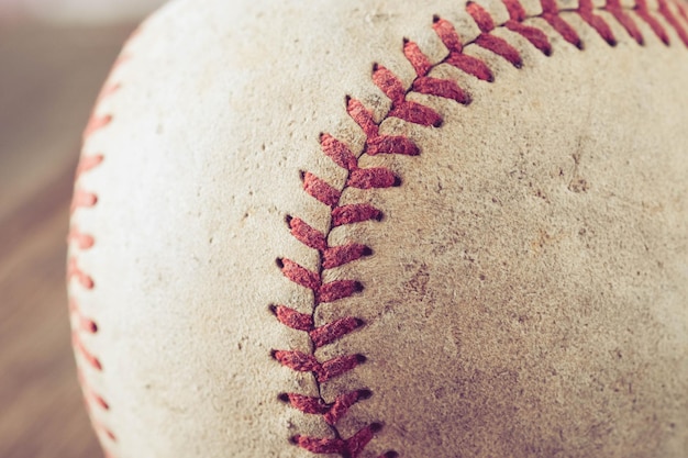 High angle view of baseball on table