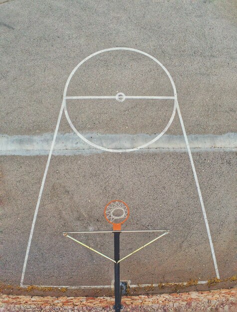 High angle view of basketball court