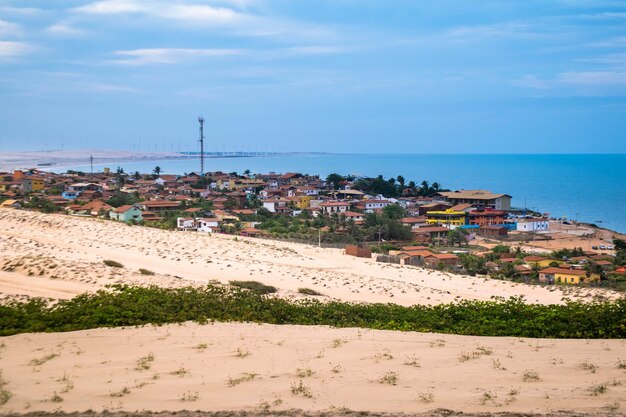 High angle view of beach against sky