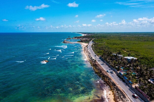 High angle view of beach against sky