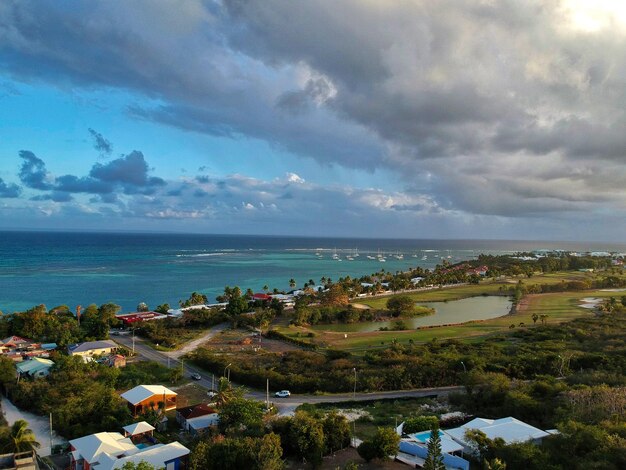 Photo high angle view of beach against sky