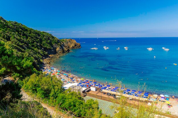 High angle view of beach against sky