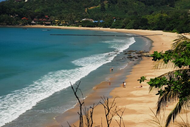 High angle view of beach and sea