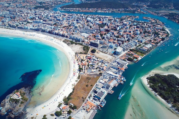 High angle view of beach in town