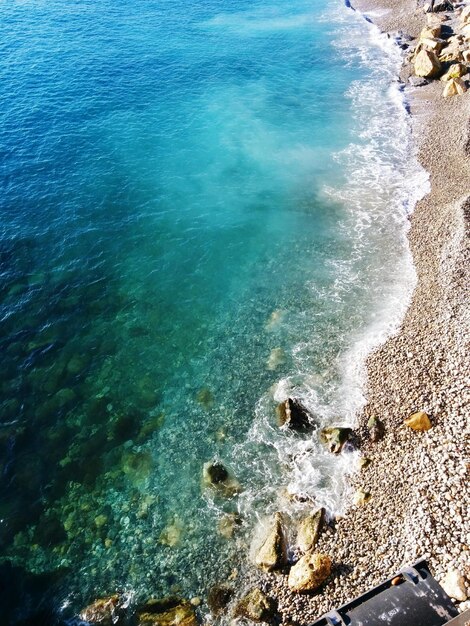 Foto vista ad alto angolo della spiaggia