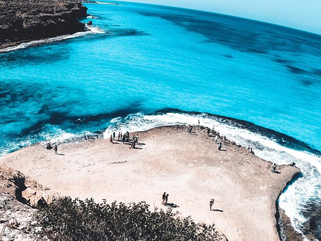 High angle view of beach