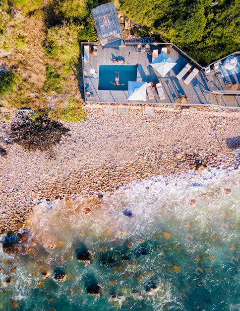 Foto vista ad alto angolo della spiaggia