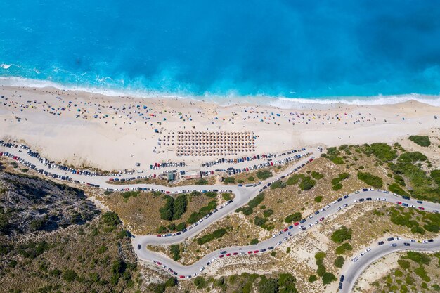 High angle view of beach