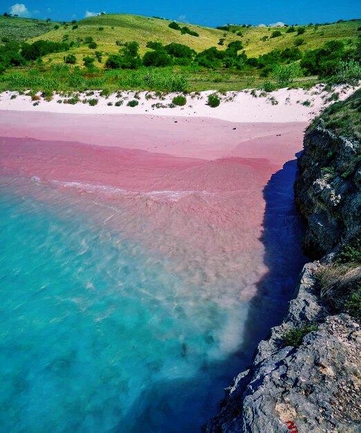 Foto vista ad alto angolo della spiaggia