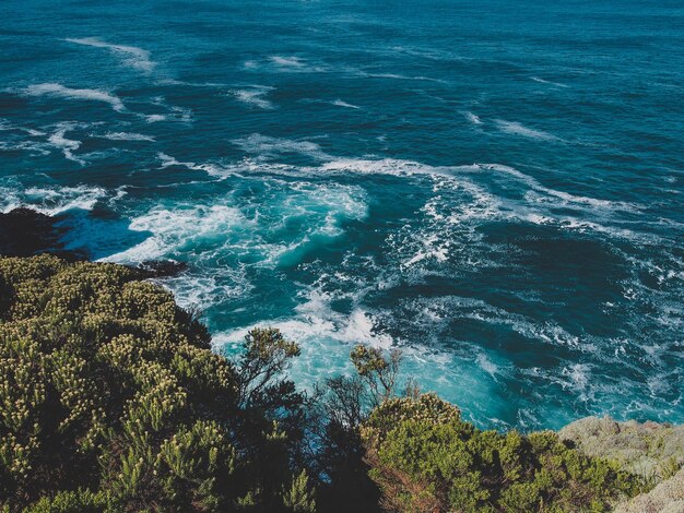 Foto vista ad alto angolo della spiaggia