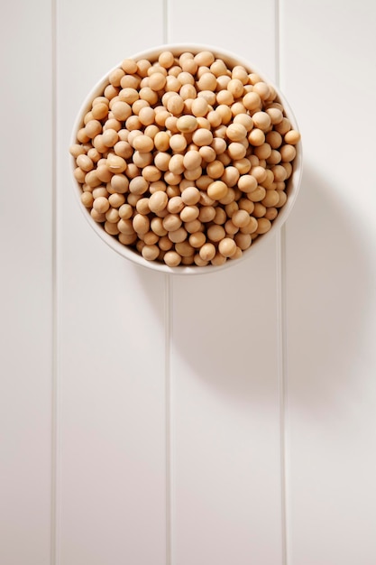 Photo high angle view of beans in bowl on table