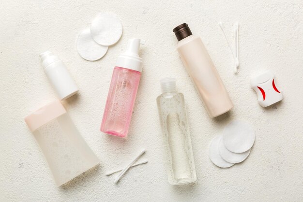 High angle view of beauty products on table