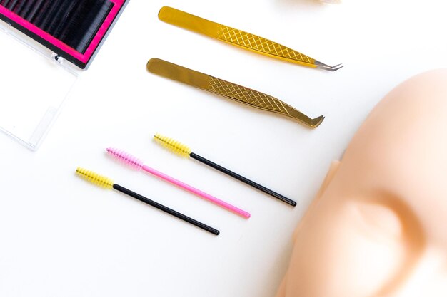 High angle view of beauty products on table