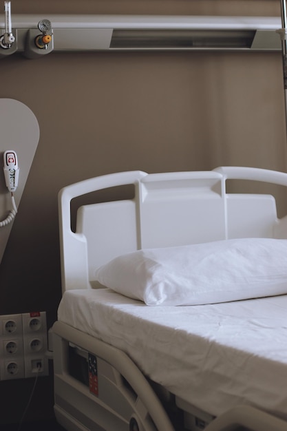 High angle view of bed at hospital