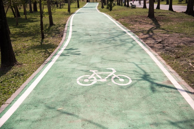 High angle view of bicycle lane