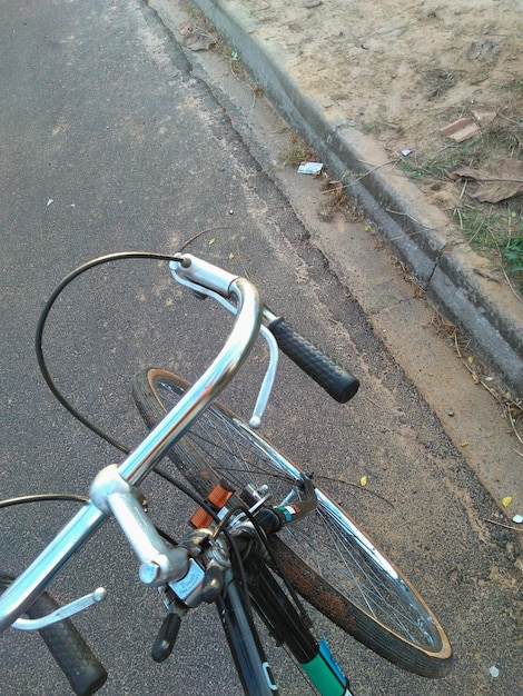 High angle view of bicycle on street