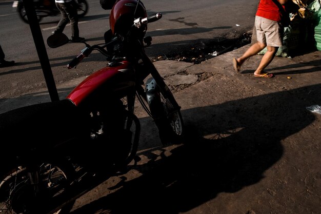 Photo high angle view of bicycle on street