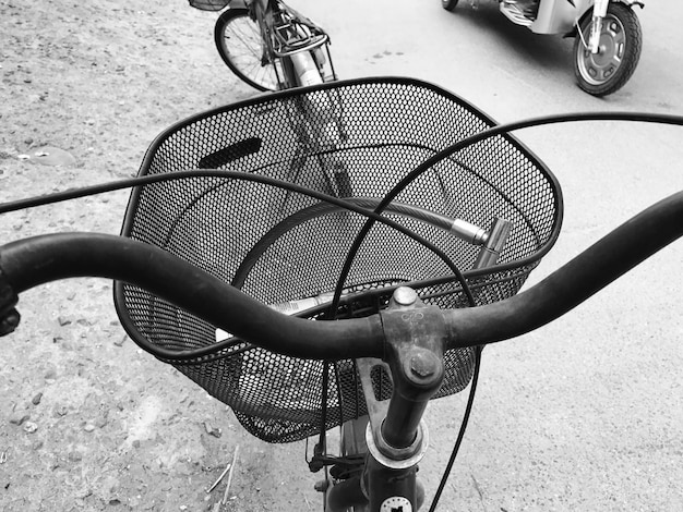 High angle view of bicycle