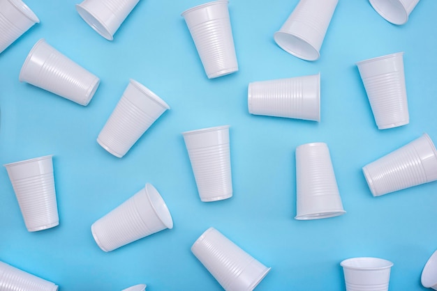 High angle view of blue objects on table