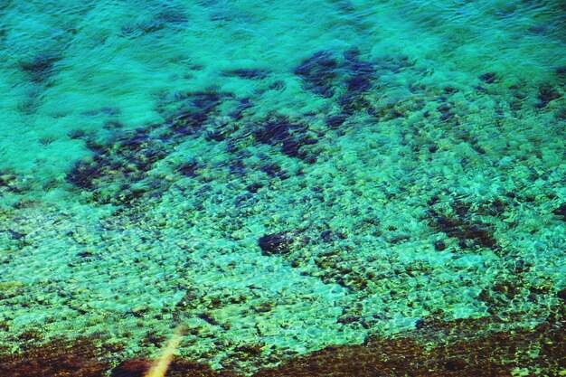 High angle view of blue sea