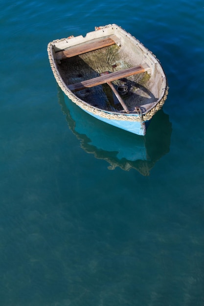 High angle view of boat on lake